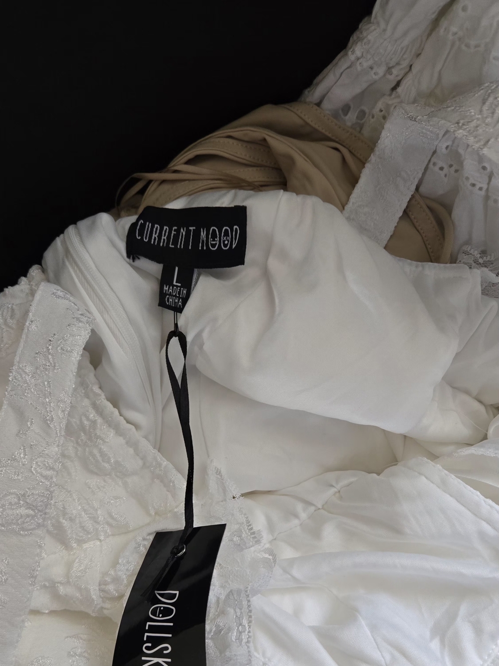 CURRENT MOOD White Lace Detail Dress